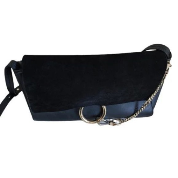 Chloe Faye Medium Black Leather Suede Porte Epaule Shoulder Bag - Picture 7 of 8